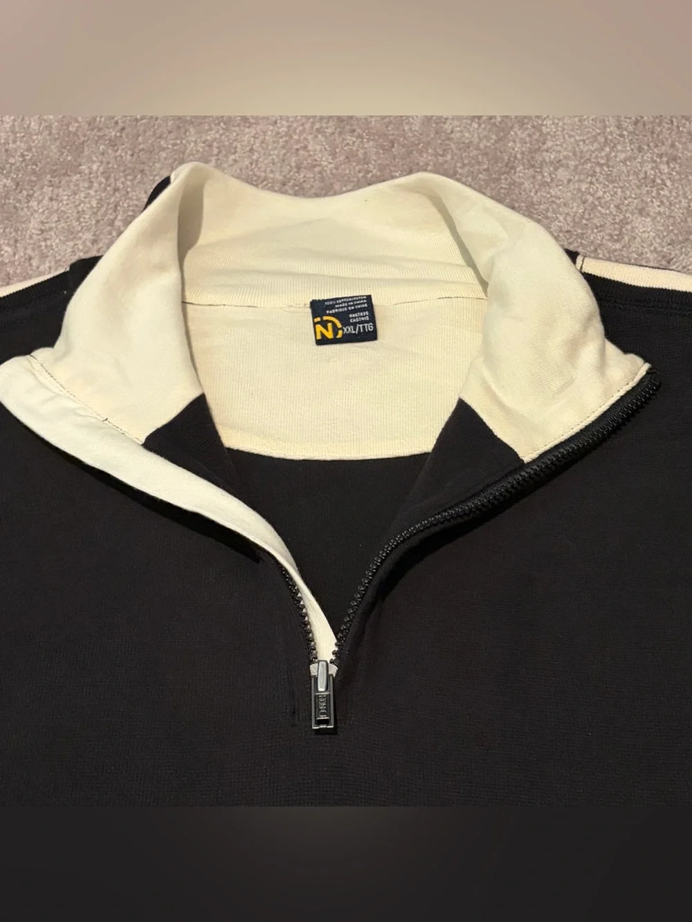 Nautica Jeans Co Men’s Black Pullover Quarter Zip Size 2XL